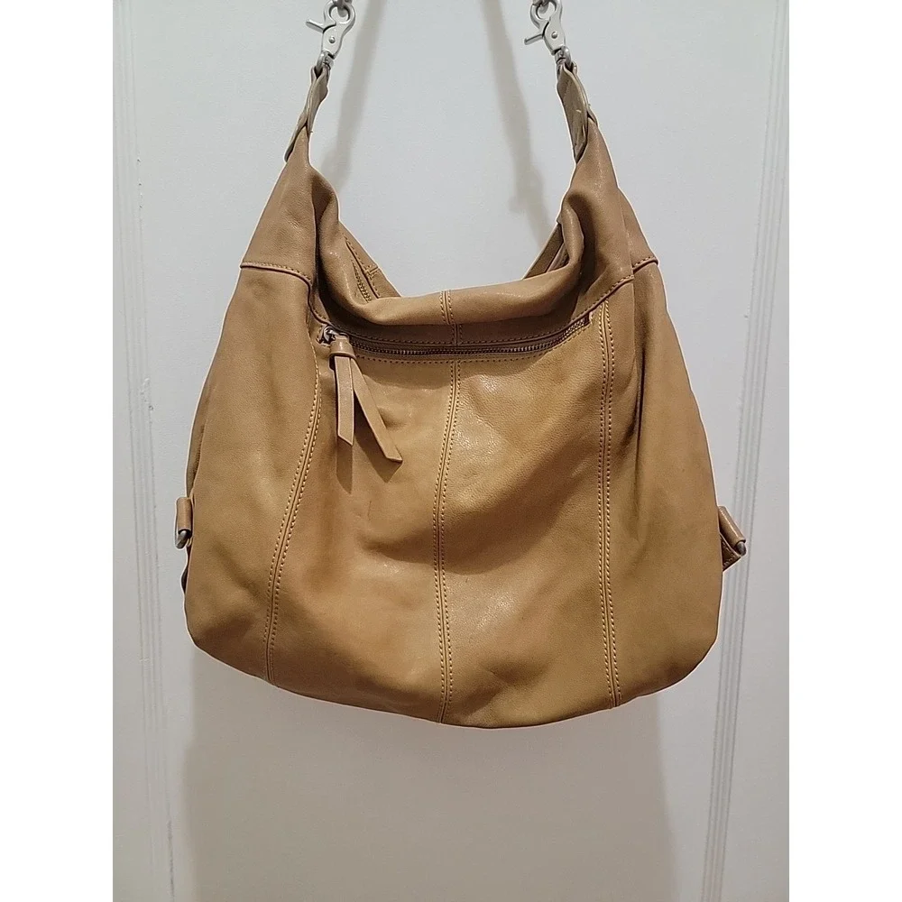 Chocolat Blu Pocket Hobo Bag Genuine Tan Leather Handbag Large Shoulder Purse